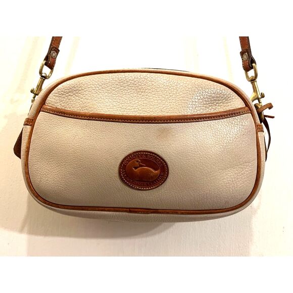 Vintage Dooney Boourke Brown Cream Shoulder Crossbody Bag   Women's Size Small - Picture 1 of 8